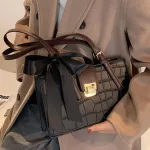 Crocodile Pattern Square Tote Bag New Hi Quity Pu Leather Women's Designer Handbag Vintage Hi Capacity Oulder Bags