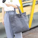 Women Leire Canvas Oulder Bag Large Capacity Fe Crossbody Bag Big Tote Handbag Folding Reusable Solid Cr Ng Bag