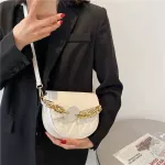 Luxury Chain Design Saddle Crossbody Bags for Women Pu Leather Oulder Bag Trend Fe Wild Handbags and SES