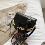 Luxury Chain Design Saddle Crossbody Bags for Women Pu Leather Oulder Bag Trend Fe Wild Handbags and SES