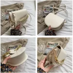 Luxury Chain Design Saddle Crossbody Bags for Women Pu Leather Oulder Bag Trend Fe Wild Handbags and SES