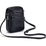 Woman's Genuine Leather Ouder Bags Double Zier Fe Phone Bag Vertic Mini Mesger Bag Able Crossbody Bags