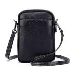 Woman's Genuine Leather Ouder Bags Double Zier Fe Phone Bag Vertic Mini Mesger Bag Able Crossbody Bags