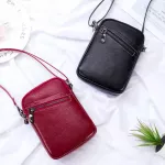 Woman's Genuine Leather Ouder Bags Double Zier Fe Phone Bag Vertic Mini Mesger Bag Able Crossbody Bags