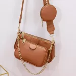 The Woman Crossbody Bag Leather New Style in One Wide Straps Oulder Crossbody Bag 3 PCS Set Oulder Bag with Mini Pocet