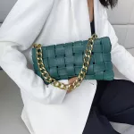 Weave Design Sml Pu Leather Crossbody Bags For Women Luxury Solid Cr Oulder Handbags Chain Cross Body Bag