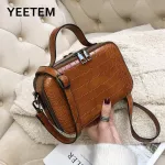 New Crocodile Pattern Handbag Oulder Bag Square Bag Women's NG Crossbody Bag Red Hai B Brown Gray