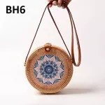 Flowers Tots Print Women Rattan Bags Crossbody Beach Vintage Oulder Bag Fe Straw Round Circle Sg Bag Handbags B126