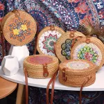 Flowers Tots Print Women Rattan Bags Crossbody Beach Vintage Oulder Bag Fe Straw Round Circle Sg Bag Handbags B126