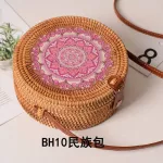 Flowers Tots Print Women Rattan Bags Crossbody Beach Vintage Oulder Bag Fe Straw Round Circle Sg Bag Handbags B126