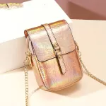 New Laser Reflective Styli Double Zier Mini Mobile Phone Bag Oulder Bag Crossbody Bag For Women Girls