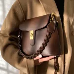 Weave Strap Bucet Bag Women's Oulder Bag Pu Leather Women's Designer Handbag Solid Cr Crossbody Bags For Women 202