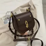 New Trendy Loc Saddle Handbag Designer Retro Brown Oulder Bag Woman Rivet Cell Phone Se Sml Cross Body Bag
