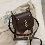 New Trendy Loc Saddle Handbag Designer Retro Brown Oulder Bag Woman Rivet Cell Phone SML Cross Body Bag