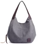 Women's Canvas Handbags Hi Quity Fe Single Oulder Bag Vintage Street Style Edge Thread Hobos Bag Crossbody Bag