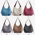 Women's Canvas Handbags Hi Quity Fe Single Oulder Bag Vintage Street Style Edge Thread Hobos Bag Crossbody Bag