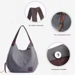 Women's Canvas Handbags Hi Quity Fe Single Oulder Bag Vintage Street Style Edge Thread Hobos Bag Crossbody Bag