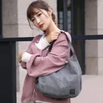 Women's Canvas Handbags Hi Quity Fe Single Oulder Bag Vintage Street Style Edge Thread Hobos Bag Crossbody Bag