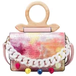 Speci Design Hit CR Stone Pattern Pate Pu Leather Acrylic Chain Handbag Trend Ladies Oulder Bag Women Mesger Bag and SES
