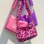 Pard Print Crossbody Bags For Women Autumn Winter H Soft Oulder Mesger Bag Fluffy Handbags And Ses