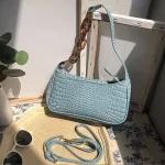 New Women's Retro Underarm Bags Oulder Crossbody Bags Vintage Stone Pattern Baguette Lady Handbags