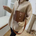 Wide Strap Pu Leather Vintage Tote Women's Handbags Ses Bucet Bag Pu Leather Women Oulder Bag Crossbody Bags