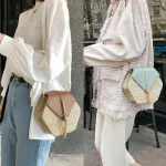 Women Straw Bag Rattan Wen Round Handbag Nitted Mesger Se Oulder Hot