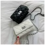 European New Women's Bag Hi Quity Mmer Wild Oulder Bag Mesger Bag White Gold Chain Diamond Bag