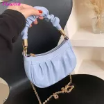 Hf Moon Handbags Soft Leather Cloud Bag Women Little Bag Chains Ruched Oulder Crossbody Bags Sml Cute Side Bag Sac