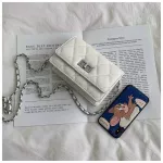 European New Women's Bag Hi Quity Mmer Wild Oulder Bag Mesger Bag White Gold Chain Diamond Bag