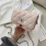 European New Women's Bag Hi Quity Mmer Wild Oulder Bag Mesger Bag White Gold Chain Diamond Bag