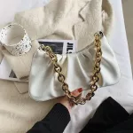 New Luxury Gold Chain Bag For Women Winter Armpit Bag Lady Oulder Crossbody Handbag Fe Travel Hand Bag Se