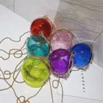 Toyoosy Women Circle Handbag Pvc Plastic Transparent Mesger Bag Acrylic Round Crossbody Bags Ring Handle Sml Totes Bags