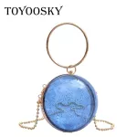 Toyoosy Women Circle Handbag Pvc Plastic Transparent Mesger Bag Acrylic Round Crossbody Bags Ring Handle Sml Totes Bags