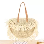 Bohian Tassel Round Large Capacity Tote Straw Bags Handmade Women Oulder Bag Mer Beach Rattan Handbags BI SES