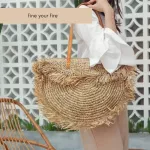 Bohian Tassel Round Large Capacity Tote Straw Bags Handmade Women Oulder Bag Mer Beach Rattan Handbags BI SES