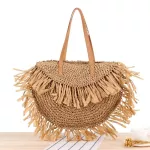 Bohian Tassel Round Large Capacity Tote Straw Bags Handmade Women Oulder Bag Mer Beach Rattan Handbags BI SES