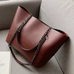Sf Solid Cr Pu Leather Oulder Bags For Women Chain Hi Capacity Handbags Travel Luxury Hand Bag Fe Oulder Bag
