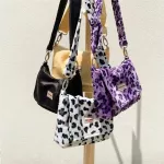 Ins Non-Mainstr Raccoon Design Autumn And Winter Cute Cr H Pard Pin Cr Bags Oulderr Bag Furry Fluffy