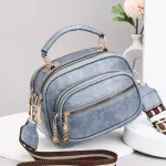 Luxury Hi Quity Women's Bag Wide Oulder Strap Handbag 3-Layer Zier Oulder Bag Soft Leather Mesger Bag