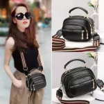 Luxury Hi Quity Women's Bag Wide Oulder Strap Handbag 3-Layer Zier Oulder Bag Soft Leather Mesger Bag
