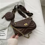 Luxury Stripe Design 2 PCS/SET OULDER BAG for Women Chain Chain PU Leather SML Handbags Fe Travel Crossbody Bag