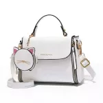 Hi Quity Solid Cr Pu Leather Women's Bucet Handbag Mesger Bag Ladies Brand Designer Ladies White Bag