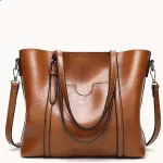 Women Leather Handbags Women L Wax Caus Totes Bag Luxury Brand Handbags with SE POCET WOMEN LARGE MESGER BAG