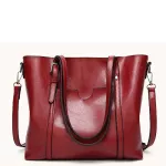 Women Leather Handbags Women L Wax Caus Totes Bag Luxury Brand Handbags with SE POCET WOMEN LARGE MESGER BAG