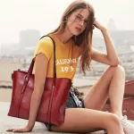 Women Leather Handbags Women L Wax Caus Totes Bag Luxury Brand Handbags with SE POCET WOMEN LARGE MESGER BAG