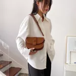 Vintage Crossbody Bag Fe Artifici Leather Oulder Bag Sml Youth Women Daily Bag Brown Lit Waterproof