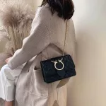 Elnt Diamond Lattice Women Oulder Bags Luxury Pu Leather Mesger Bag Circle Deer Hasp Sg Bag Flap Chain Lady Handbags