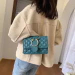 Elnt Diamond Lattice Women Oulder Bags Luxury Pu Leather Mesger Bag Circle Deer Hasp Sg Bag Flap Chain Lady Handbags