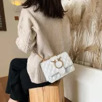 Elnt Diamond Lattice Women Oulder Bags Luxury Pu Leather Mesger Bag Circle Deer Hasp Sg Bag Flap Chain Lady Handbags